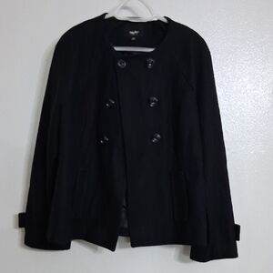 Elegant Black Double-Breasted Pea Coat